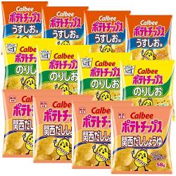가루비 감자칩 칸사이 이고 간장 58gx4 포 얇은 맛 60gx4 포 (풀/모범/직경)해초염 60gx4 포먹어 비교 세트, 본문참고