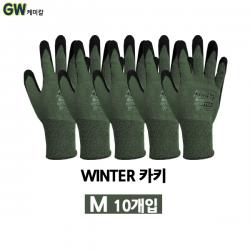 천하무적 코팅장갑 작업용 10개 묶음 무료배송, 천하무적 윈터 카키 M 10개