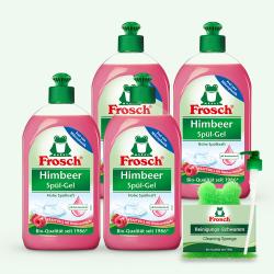 독일 프로쉬 주방세제 라즈베리 500ml 4개+펌프1+수세미1, 프로쉬 주방라즈베리 4개