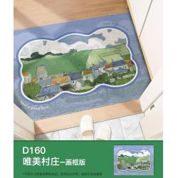 발매트 바닥매트 시저링 실타래 도어매트 진입문 현관 가정용 외부문 안전울타리 미끄럼 양탄자 풍경 유화, C05-D160아름다운 마을-액자