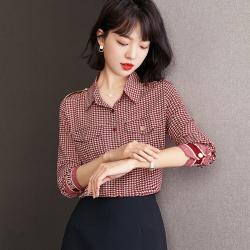 KORELAN 가을 신상 하운드투스 마린 블라우스 프린트 셔츠 상의