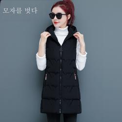 DFMEI.롱 패딩 베스트 -- 추동 패딩 면 베스트 여중 롱 패딩 코트 슬림 패션 탑 코튼복습하다