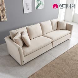 썬퍼니처 투스툴 3인용 4인용 풀커버 패브릭 소파+스툴 2개 소파베드 겸용 소파, 4인용(스툴제외) 라이트베이지(5월초순 입고)