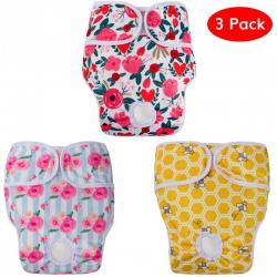 Nora 's Nursery Washable Dog Diapers Female 미숙련 강아지 용 중형 슈퍼 흡수성 천 강아지 바지 3 개 팩 강아지 용 배꼽, 1, 단일옵션