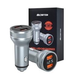 카브로 풀메탈 LED 전압표시 QC3.0 듀얼 고속충전기 36W, 풀메탈 LED 고속충전기 1개