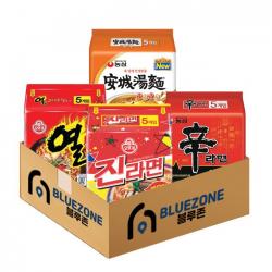  블루존 농심 오뚜기 봉지라면 4종 신라면5p + 안성탕면 5p + 진라면매운맛5p + 열라면5p 1세트