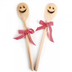 2Â 나무 스푼 선물 Smiling 페이스 Smilie의 크리스마스 생일 웨딩 당권 부여권을 선물 키친 CookingÂ으로 설정 재미 있는 선