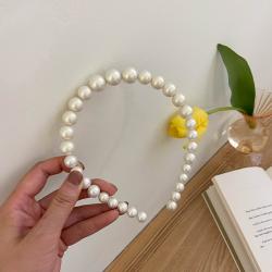 빅 레이디 우아한 진주 Hairband 여성의 모든 경기 시외 크고 작은 비즈 머리핀 부드러운 요정 화이트 라운드 비즈 머리띠