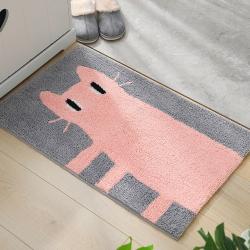 숨다 고양이 수제 자카드 깔개 만화 입주 욕실 입구 침실 주방 미끄럼 방지 깔개 흡수 카페트 발, 숨바꼭질-핑크, 40x60cm