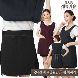 레뷰가운 Wae216 앞뒤 끈묶음 원피스앞치마 카페 식당 주방 서빙 바리스타 앞치마 Wae216_검정 1개