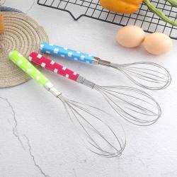 스테인리스 수동 거품기 가정용 업소용 계란후라이 크림 케이크 휘핑 계란 믹서기 주방용 베이킹굽다, 격자무늬 손잡이_옵션3