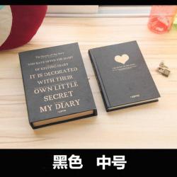 무생채 비밀 노트 자물쇠 다이어리 크리에이티브 문구 금곡 학생함 비밀번호 빈티지 밴드 잠금, 일기의 비밀중호(검정)