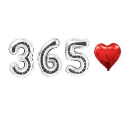 파티야놀자 365 일주년 기념일 풍선 파티풍선 세트, 365_실버(대)+하트[색상랜덤]