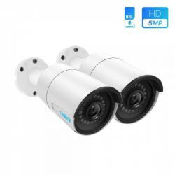 Reolink 2 개 5MP IP 카메라 PoE 감시 카메라 (오디오 마이크로 SD 카드 슬롯 동작 감지 원격 액세스 및 외부 내부 주, 단일상품