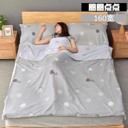 사이클영 출장 여행 호텔 투숙 더러운 침낭 순면 휴대용 1인용 어른 침대 시트 2인 전 면, 동그라미 포인트 포인트 160와이드