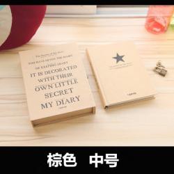 무생채 비밀 노트 자물쇠 다이어리 크리에이티브 문구 금곡 학생함 비밀번호 빈티지 밴드 잠금, 일기의 비밀중호(브라운)