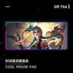 롤 장패드 아케인 징크스 리그오브레전드 대형 키보드 패드 쿨패드 LED 조명, 800x300mm + 1개, GR-766[LED 쿨패드+픽업 율동]