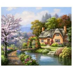 케이엠엘리 보석십자수 3D 산속 오두막집 비즈 DIY 키트 50 x 40 cm, 혼합색상, 5개