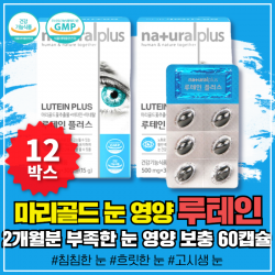 국산 루테인 흐릿한 선명한 눈 건강 에좋은 보조제 침침한 흐릿한 영양제 중년 장년 갱년기 여성 남성 30대 40대 50대 60대 청소년 부모님 할아버지 할머니 대용량 고함량 먹기 쉬운 눈 영양제 보충제 보조제 선물 추천 마리골드 꽃 추출물 루테인 12박스 묶음할인