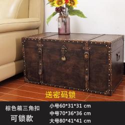 앤티키 빈티지 수납 다용도 옷 가죽 리빙박스 자물쇠 바스켓 대형 앤틱 서랍함 소품 정리함, 1개, 브라운 자물쇠