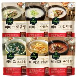 코끼리마켓 CJ 비비고 즉석국 탕 혼합 6종세트 초간단레시피 일품요리 즉석안주 (소고기미역국 콩나물황태국 육개장 닭곰탕 사골곰탕 설렁탕), 1세트