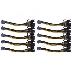 Xzante 10Pcs 6 핀-듀얼 PCIe 8 핀(6+2) 이미지 카드 PCI 표현하다 전원 어댑터 GPU VGA Y-분배기 확장 케이블 마이닝, 1개, 옐로우 & 블랙