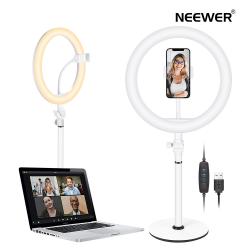 Neewer 10인치 탁상용 링라이트 LED조명 , 3가지 모드,디밍이 가능, 데스크탑셀카 조명 링라이트, 생방송 /화상 회의/웹캠 채팅 /메이크업에 적용