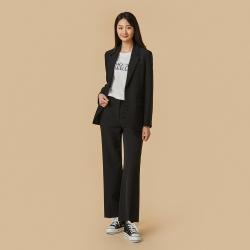 [JAJU/자주] 여 스트레치 와이드 팬츠 (셋업)_블랙