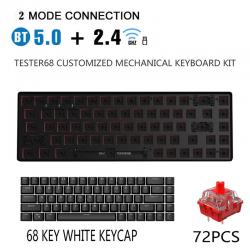 TESTER68 DIY 핫플러그 기계 키보드 키트 무선 블루투스 2.4G 2 모드 게이머 60% 키보드(3인치/5인치 스위치용), 규격 없음, 뛰다전환하다.키 캡, 중국.