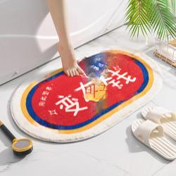 DFMEI 타원형 욕실 발판 모던 논슬립 모조 캐시미어 카펫 화장실 흡수 패드 침실 두꺼운 출입문 패드