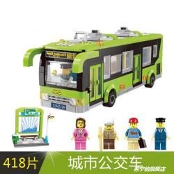 중국 호환 블록 레고 자동차 트레일러 시내버스 시외버스 영국 2층버스 캠핑카 스쿨버스, B.시내버스 418매 송탈착기+1세트