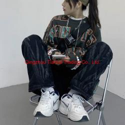TIAN RUI2022 봄가을 신상 트렌드 전달 묶음 염색하다 낡다 헐렁하다 날씬하다 직선 청바지 여자
