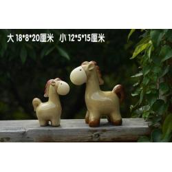 북유럽풍 빈티지 카페 엔틱 소품 눈꽃 말 인형, 세라믹 어머니와 아들 붉은 갈기 말의 쌍