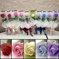 둥둥플라워 비누꽃 한송이 꽃다발 장미 단체 행사 발표회 시상식 입학식 졸업식 수료식 꽃선물, 체리핑크 (원하시는 메시지 꼭 문자로 주세요^^)