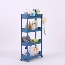 MEIISEO틈새 캐비닛 수납장 다용도 조립식 정리함 화장실/주방/책장 플라스틱 스토리지 서랍, 진한 파란색의 4 층 간격