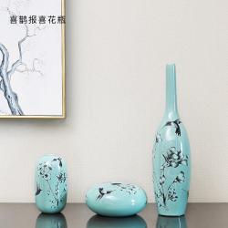모퉁이상점 현대 신중식 선의(禪意) 빈티지 도자기 화병 거실 현관 장식 꽃꽂이 드라이플라워 홈 공예 장식품 00190909, 까치가 꽃병을 보고하다.