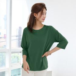 데일리앤 케이지 여자 베이직 7부 슬라브 티셔츠
