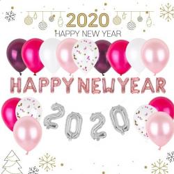 하늘풍선파티 선물세트 숫자은박풍선 2020선물세트 풍선세트 연말파티 신년회 해피뉴이얼풍선, 해피뉴이얼 세트7(핑크버건디+2020실버)