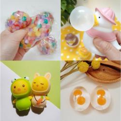 (인기템 28종_골라담으세요)말랑이 세트 모음 스트레스볼 개구리알 클레이 주물럭 장난감(7+1 증정), 풍선껌부는 오리등
