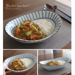 핸드메이드! 젠라인 보트쉐입 보울 (카레접시,메인요리접시,볶음밥접시), 단일옵션
