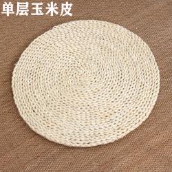 짚단 옥수수 가죽 뜨개질 방석 다다미 바닥 타석 배불 선 수 날리는 창 원형 포초 덩굴 매트, 홑겹 옥수수 가죽 홑겹 두꺼운 2cm