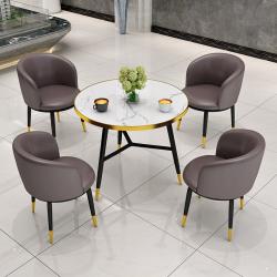 DIPYLON 4인테이블 의자세트 북유럽 경사교담 탁자와 의자 조합 접견 사무소 레저 매점부 소형, 브라운+[기함판] 테크노 천