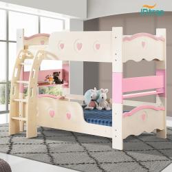 인트리 앨리사 원목 이층침대 세트(10cm안전양면매트+원목깔판 각2개포함), 핑크