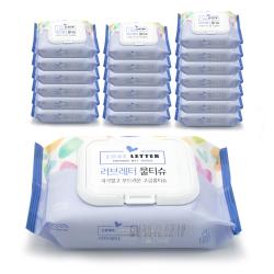 홈인더스트리 투툼하고 부드러운 프리미엄 러브레터 물티슈 캡형 20매, 20팩