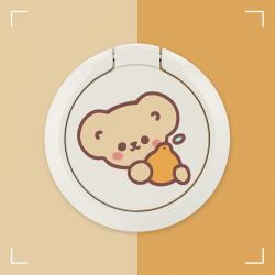 Jun.08 5번 휴대폰 거치대 귀여운 캐릭터 케이스 거치대 반고리 아이보리 남녀 커플 ins 게으름뱅이낙착방지식 회전 셀카 추극 마그네틱 토끼 낱개Z, 4_[아이보리 - 할 퀴 드 도넛 개 지지대] 컬 렉