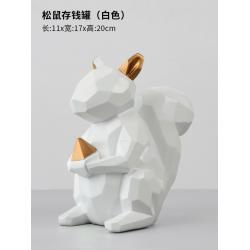 북유럽 고급 귀여운 곰돌이 동물 미니 저금통 테이블 탁상용 인테리어 곰모형 저금통 소품, 다람쥐 저금통[화이트]개