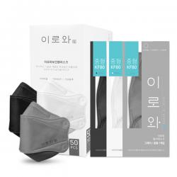 이로와 마스크 KF80 50매 100매 [화이트 그레이 블랙] [대형 중형] 중학생마스크, 그레이대형 50매