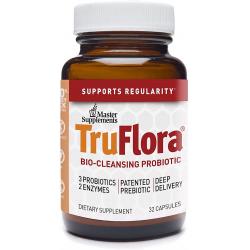 포스트바이오틱스 여성 피부유산균 마스터 보충제 TruFlora 32 채식캡슐 프로바이오틱스와 결장 정화효소 블렌드 최적의 장 건강 증진 에너지 부스터 글루텐 프리 32인분, 단일수량, 단일개당 용량/중량/정