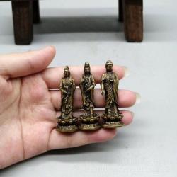 미니 청동 사천왕 조각상 불상 수호신 불교 사천왕상 인테리어 소품 현관문 꾸미기 골동품, 서부의 세 성도