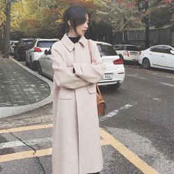 싱글코트옷 겨울 가을 클래식 헵번풍 숲 스윗 무릎넘어 하프기장 모직 여성 2516275589